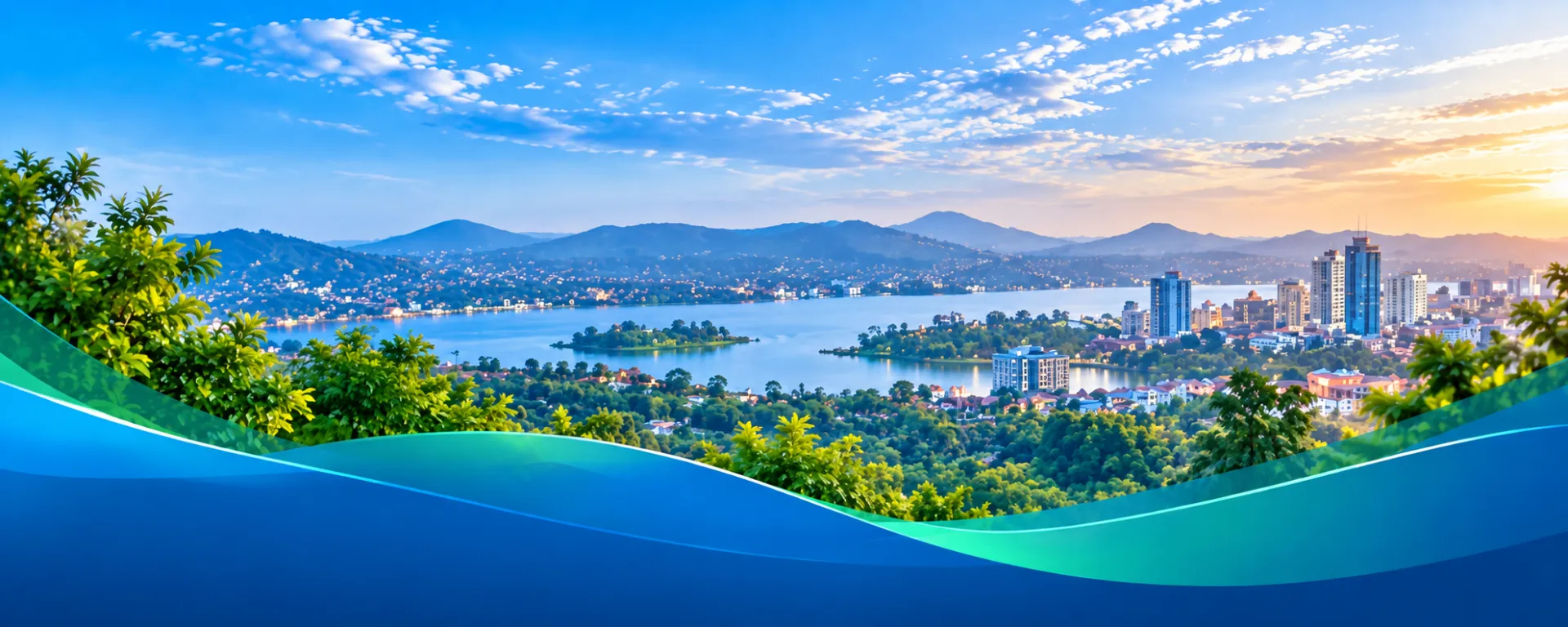 Kampala and Lake Victoria at sunrise